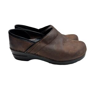 Dansko Stapled Clog Professional Antique Brown Leather Size 39